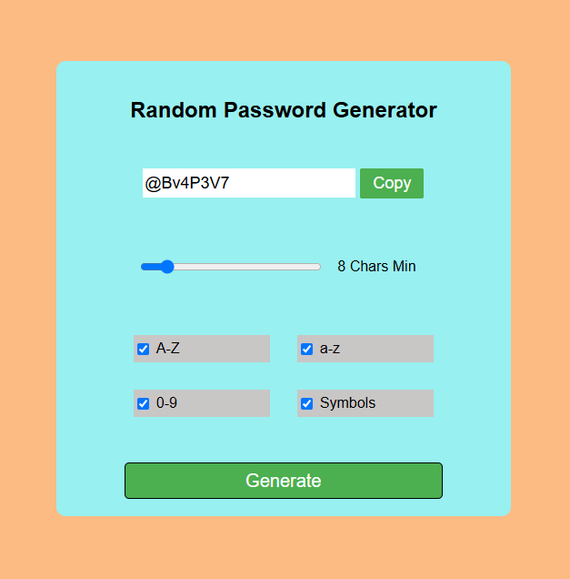 Random Password Generator using HTML CSS JS